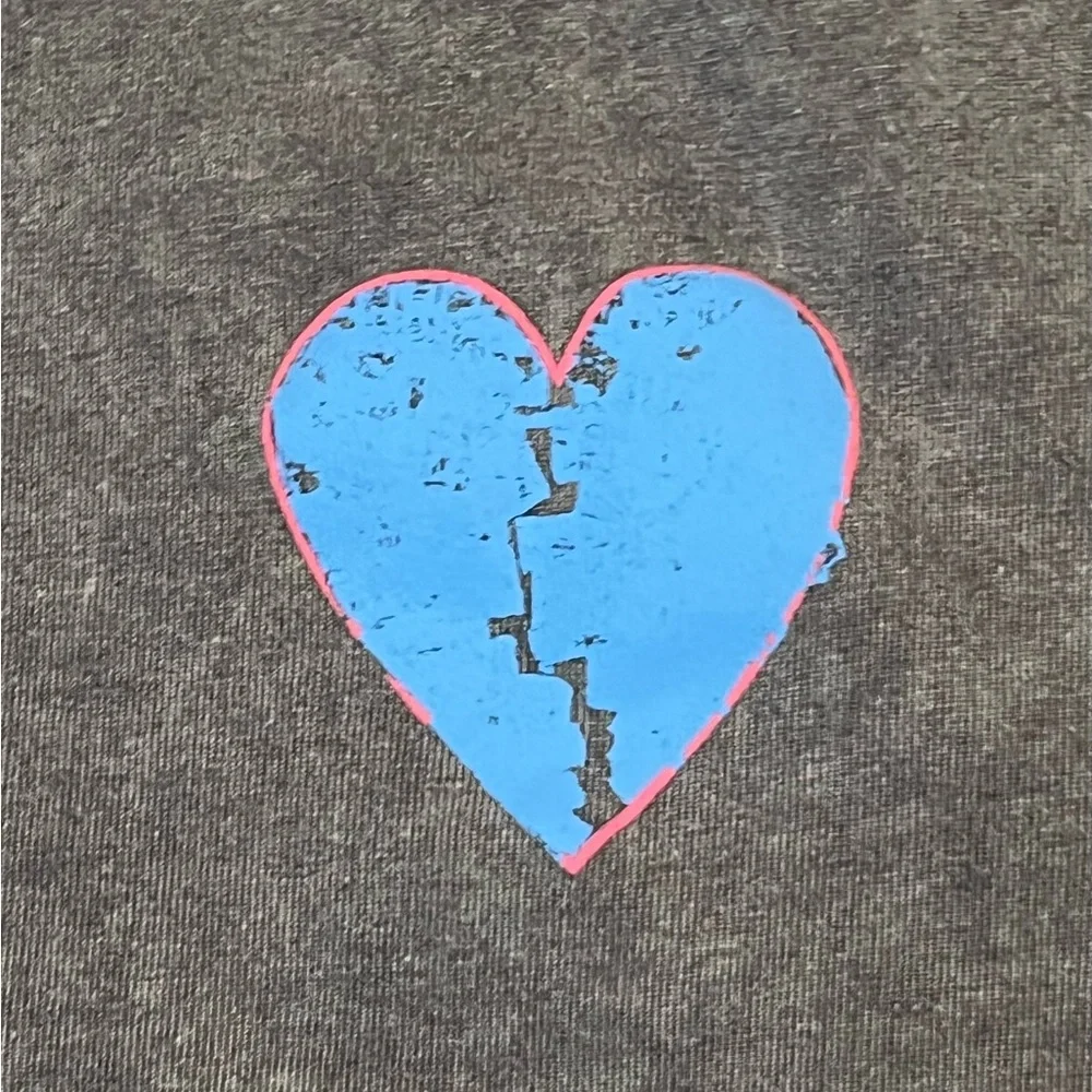OTTO by kris Duct Taped Heart Long Sleeve Crewneck Tee Blue Heart Accents Sz XXL - Picture 4 of 15